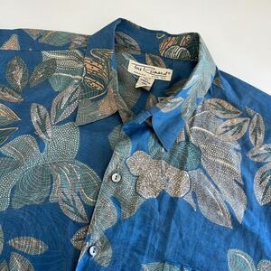 Tori Richard Tropical Hawaiian Blue Green Short Sleeve Lawn Cotton Button XL